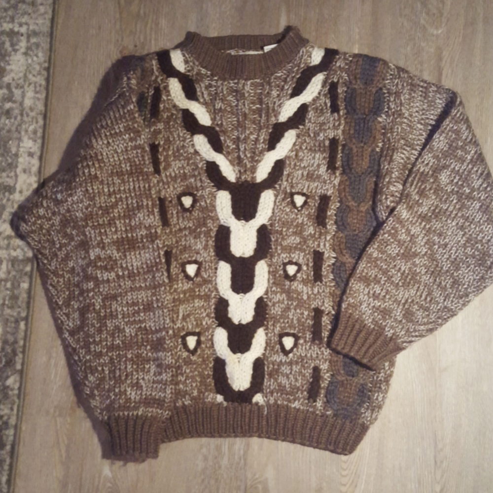 Vintage Le Tigre cable knit sweter LG